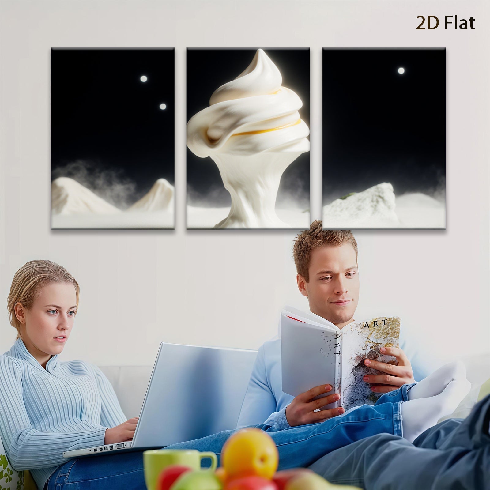 2D flat 1pc Abstract White Sculpture Modern Wall Art Living Room Bedroom Decor Coastal Chic Gallery Wrapped Canvas Prints Ready to Hang Farmhouse Style