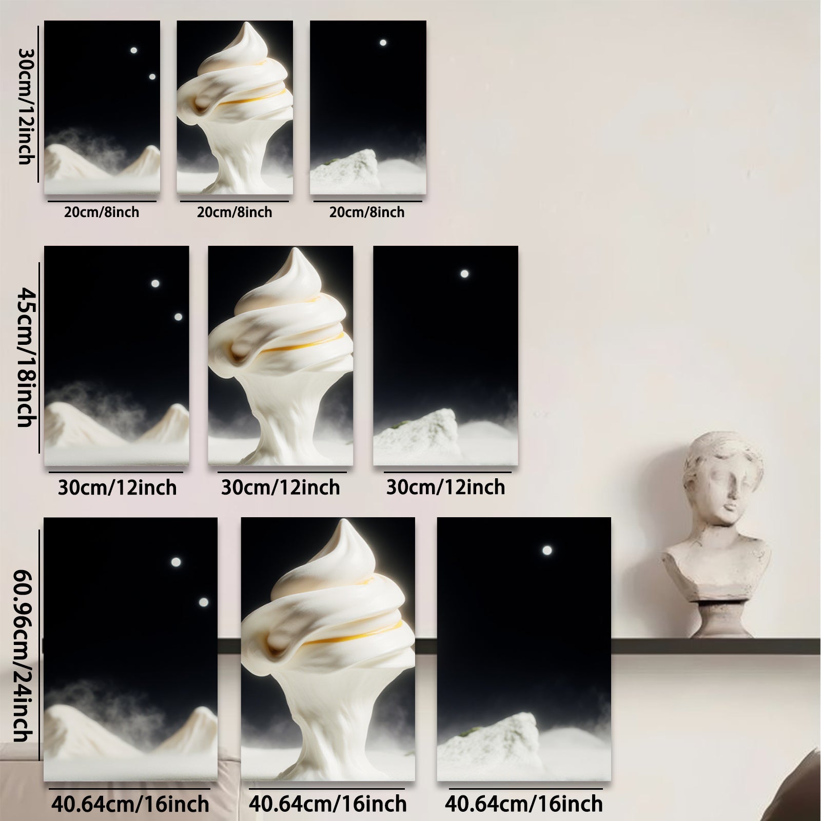 2D flat 1pc Abstract White Sculpture Modern Wall Art Living Room Bedroom Decor Coastal Chic Gallery Wrapped Canvas Prints Ready to Hang Farmhouse Style