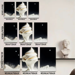 2D flat 1pc Abstract White Sculpture Modern Wall Art Living Room Bedroom Decor Coastal Chic Gallery Wrapped Canvas Prints Ready to Hang Farmhouse Style