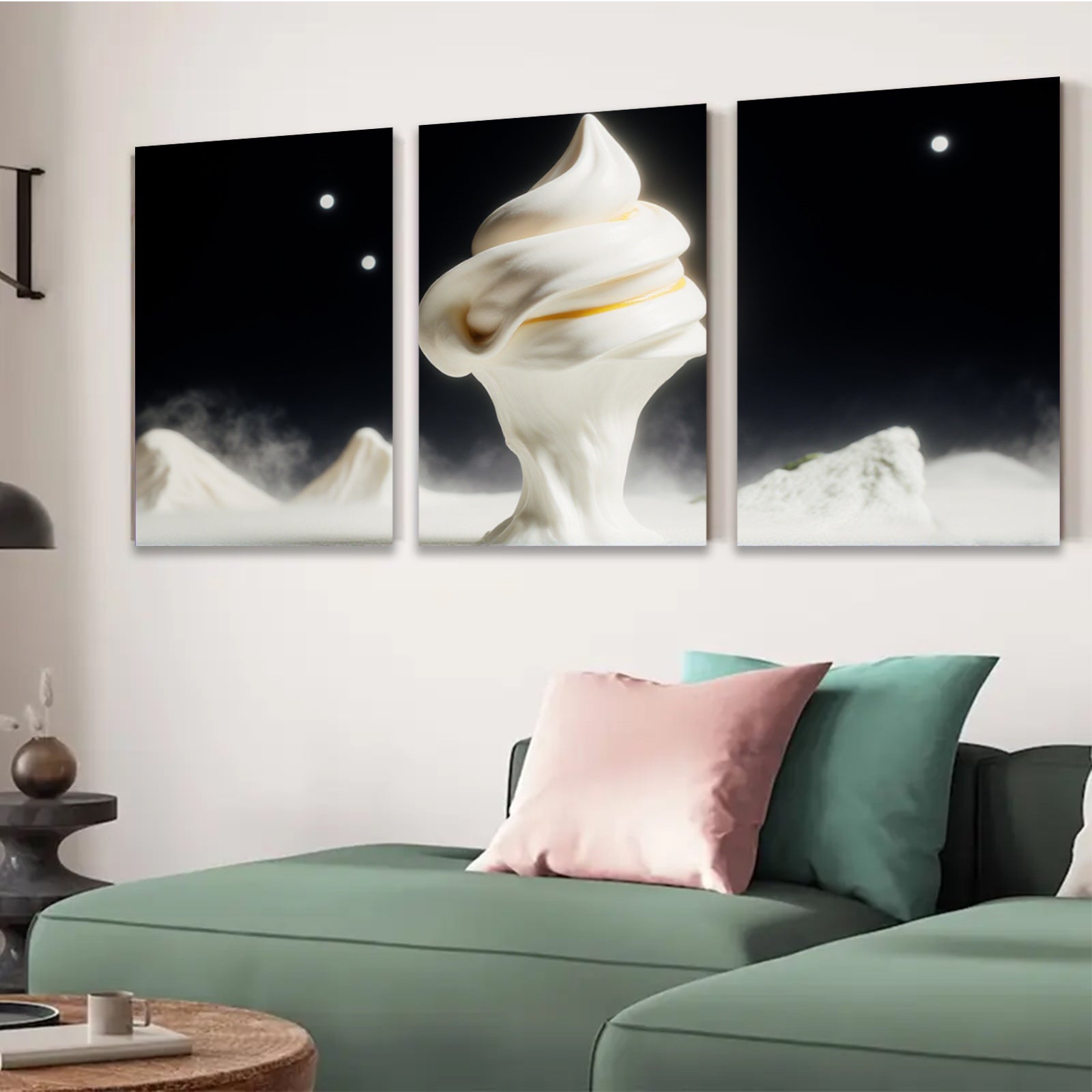 2D flat 1pc Abstract White Sculpture Modern Wall Art Living Room Bedroom Decor Coastal Chic Gallery Wrapped Canvas Prints Ready to Hang Farmhouse Style