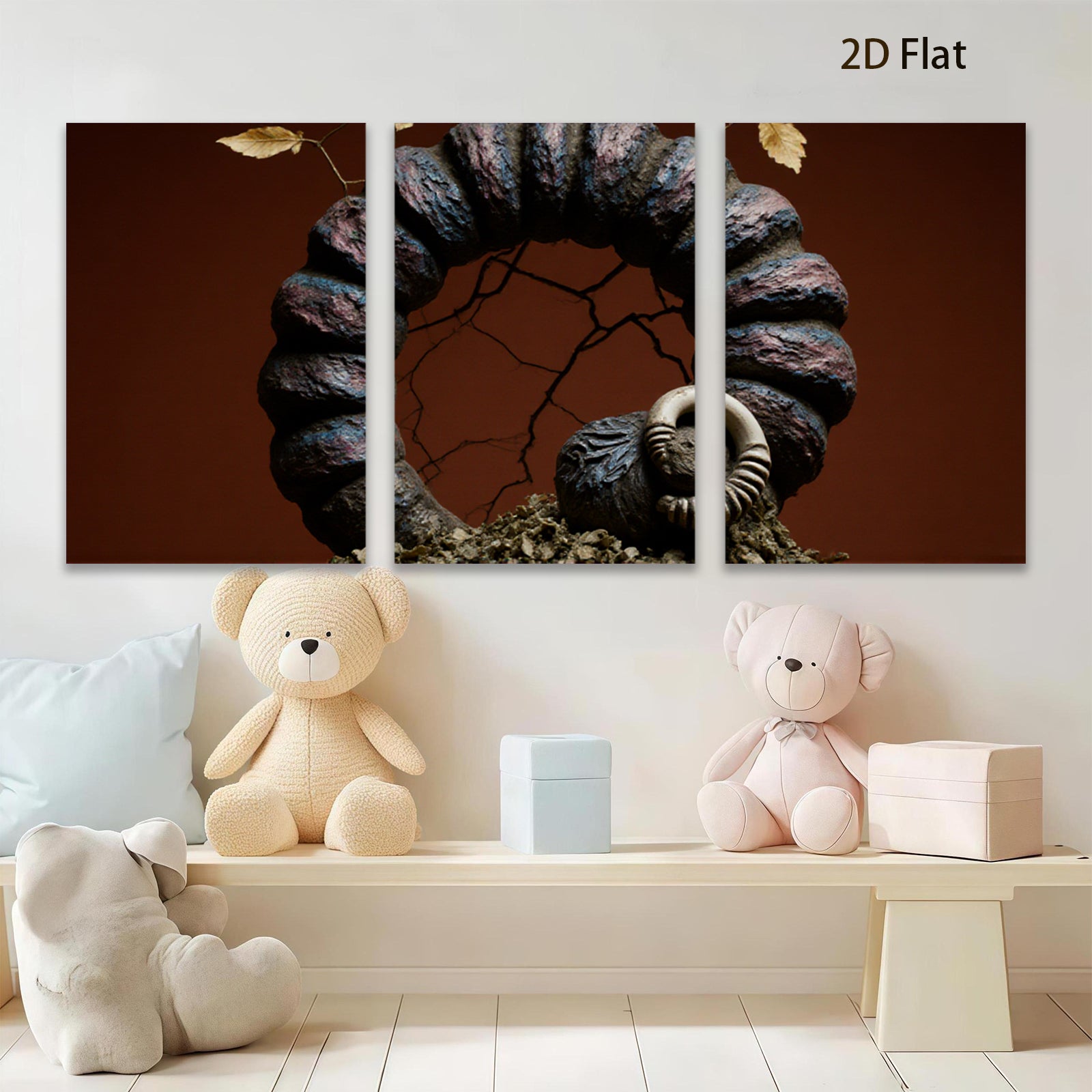 2D flat 1pc Abstract Woodland Sculpture Artistic Home Decor Wall Art Rustic Farmhouse Living Room Bedroom Gallery Wrapped Canvas Print Modern Minimalist Aesthetic