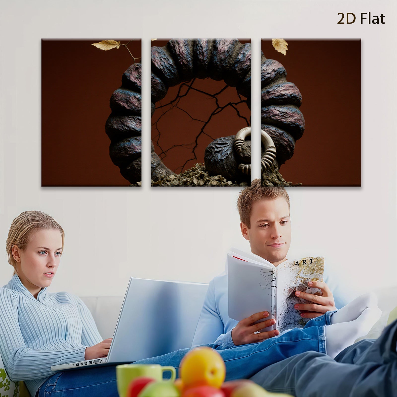 2D flat 1pc Abstract Woodland Sculpture Artistic Home Decor Wall Art Rustic Farmhouse Living Room Bedroom Gallery Wrapped Canvas Print Modern Minimalist Aesthetic
