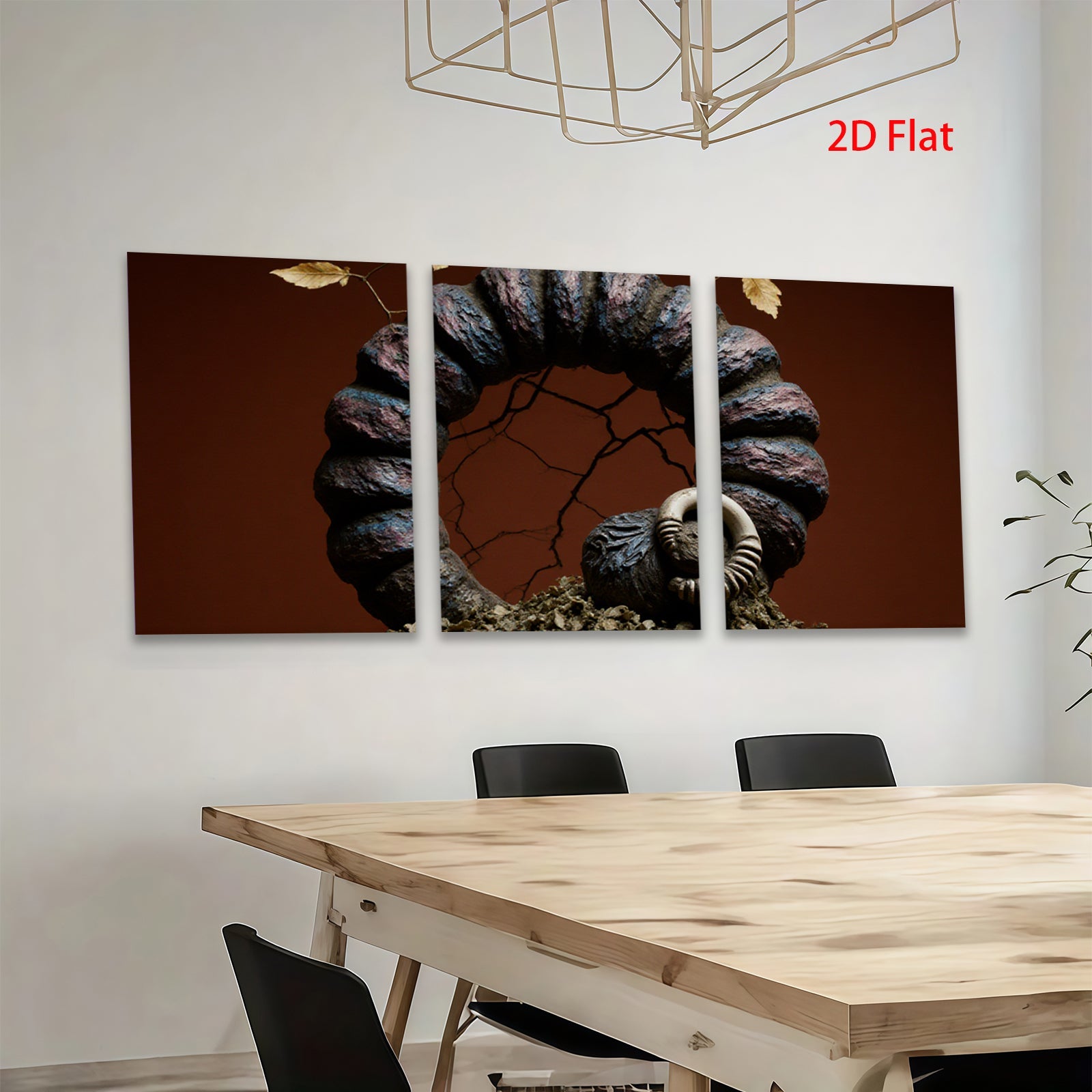 2D flat 1pc Abstract Woodland Sculpture Artistic Home Decor Wall Art Rustic Farmhouse Living Room Bedroom Gallery Wrapped Canvas Print Modern Minimalist Aesthetic