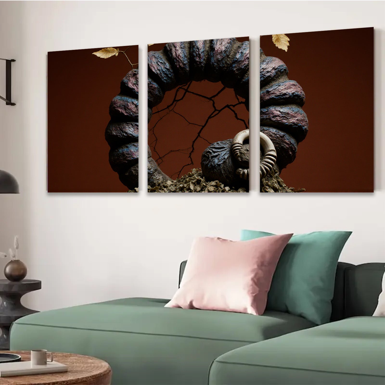 2D flat 1pc Abstract Woodland Sculpture Artistic Home Decor Wall Art Rustic Farmhouse Living Room Bedroom Gallery Wrapped Canvas Print Modern Minimalist Aesthetic
