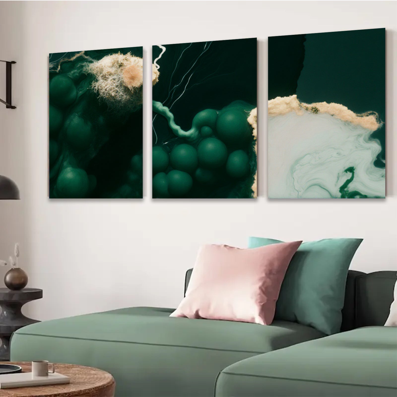 2D flat 1pc Abstract botanical art lush green tendrils delicate floral accent living room bedroom gallery wall modern farmhouse coastal decor statement piece