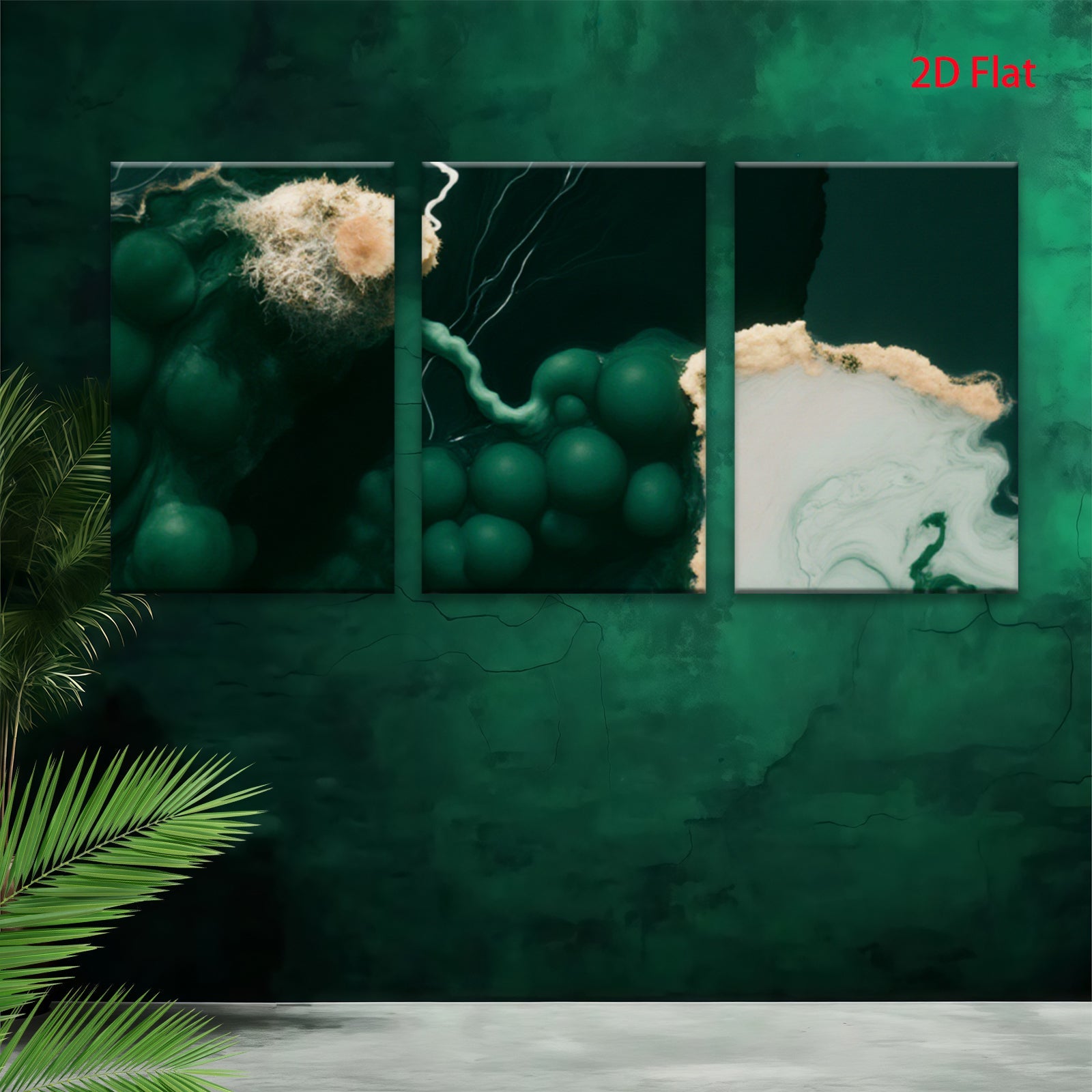 2D flat 1pc Abstract botanical art lush green tendrils delicate floral accent living room bedroom gallery wall modern farmhouse coastal decor statement piece