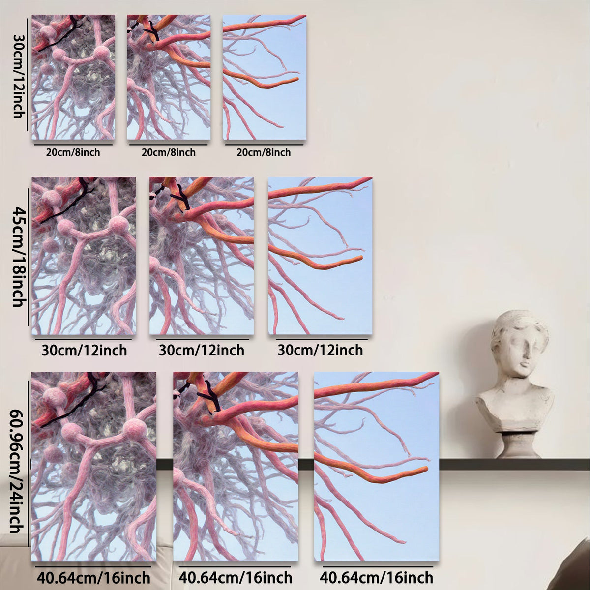 2D flat 1pc Abstract botanical roots sprawling branches wall art bedroom living room modern farmhouse gallery wrapped canvas prints ready to hang