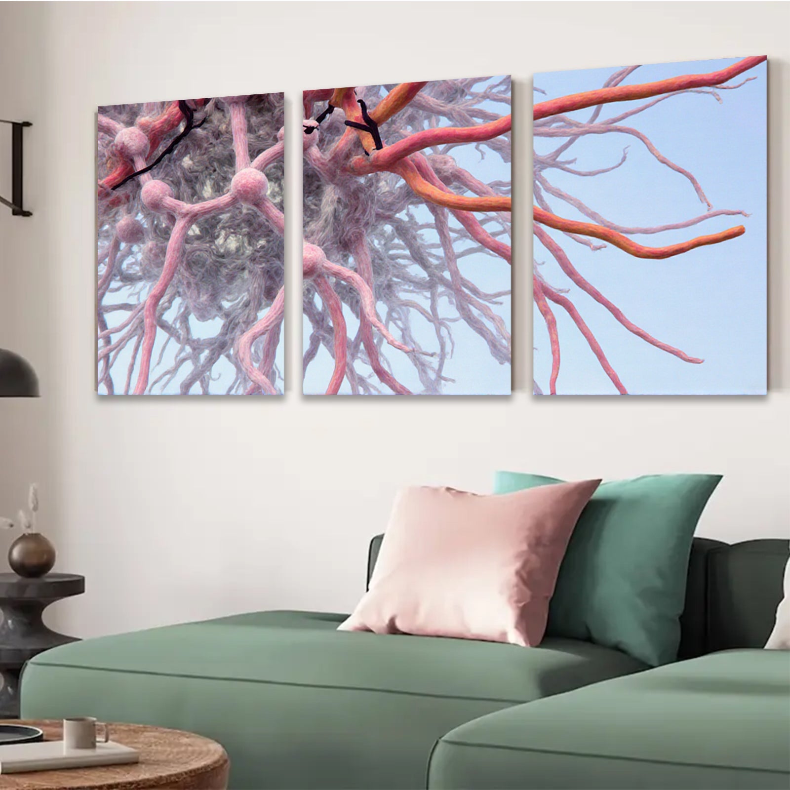 2D flat 1pc Abstract botanical roots sprawling branches wall art bedroom living room modern farmhouse gallery wrapped canvas prints ready to hang