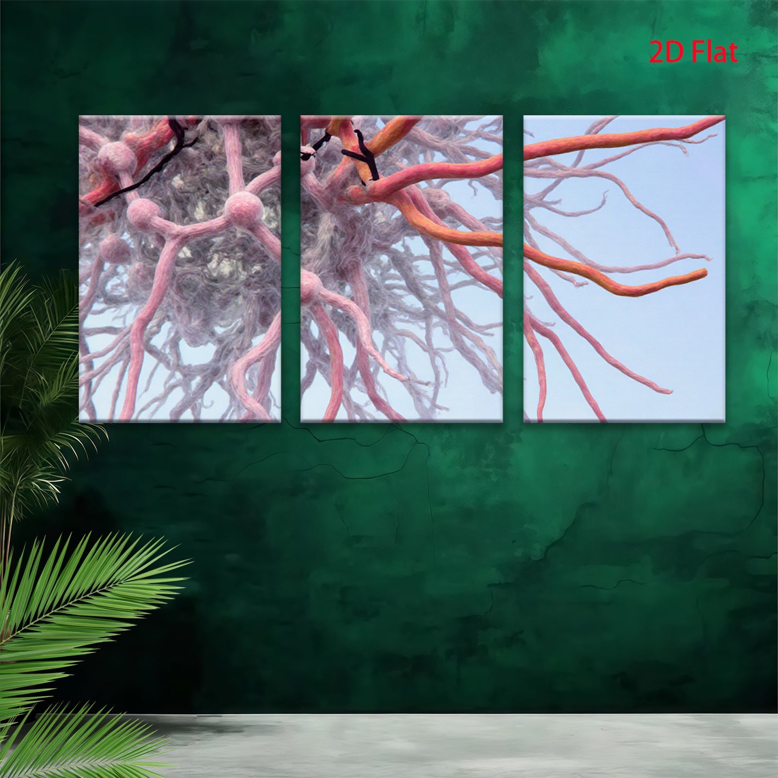 2D flat 1pc Abstract botanical roots sprawling branches wall art bedroom living room modern farmhouse gallery wrapped canvas prints ready to hang