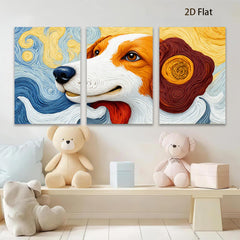 2D flat 1pc Adorable Dog Portrait Wall Art Canvas Prints for Living Room Bedroom Decor Farmhouse Style Modern Home Decorations Gift Ideas