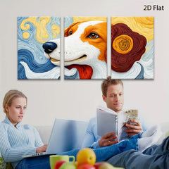 2D flat 1pc Adorable Dog Portrait Wall Art Canvas Prints for Living Room Bedroom Decor Farmhouse Style Modern Home Decorations Gift Ideas
