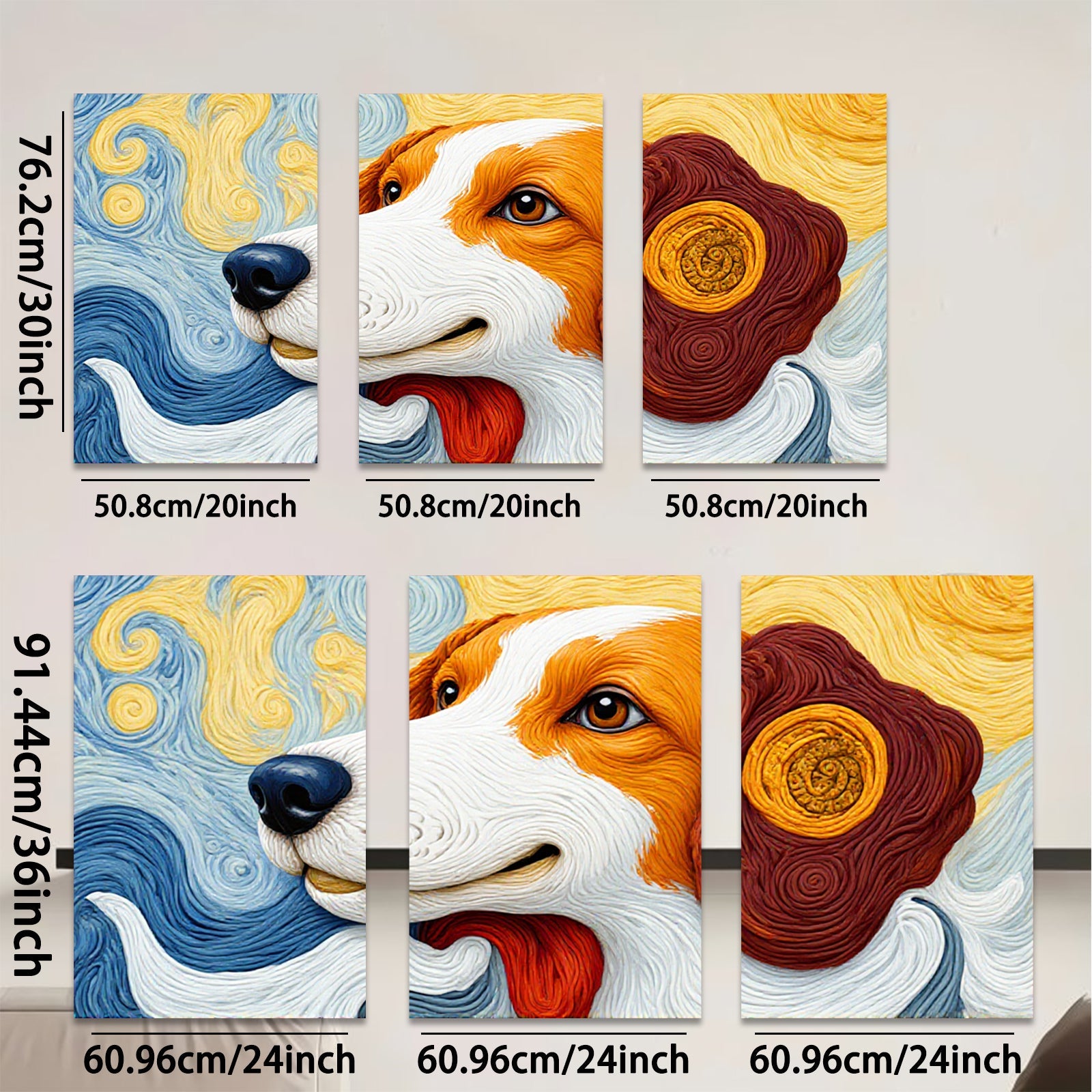 2D flat 1pc Adorable Dog Portrait Wall Art Canvas Prints for Living Room Bedroom Decor Farmhouse Style Modern Home Decorations Gift Ideas