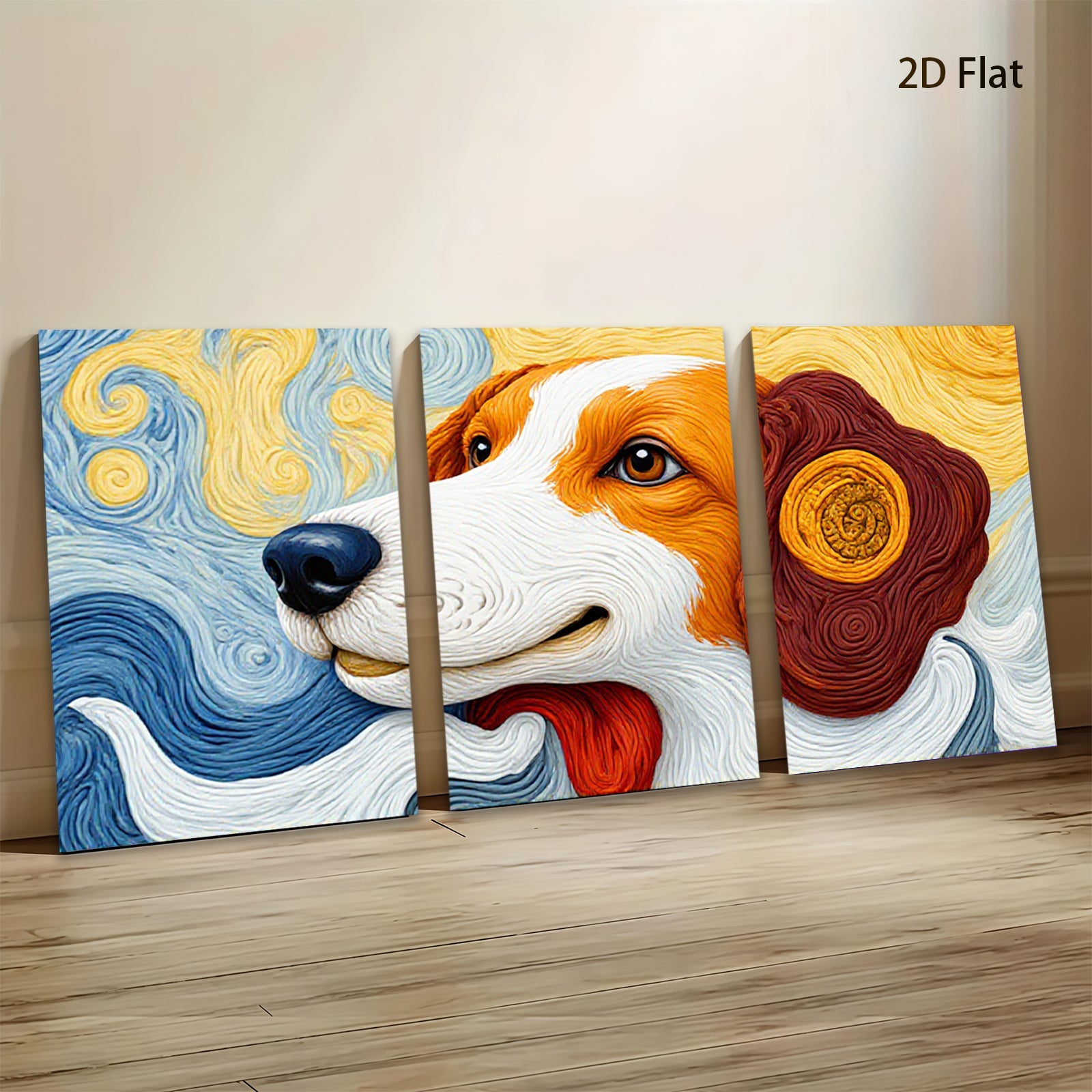 2D flat 1pc Adorable Dog Portrait Wall Art Canvas Prints for Living Room Bedroom Decor Farmhouse Style Modern Home Decorations Gift Ideas