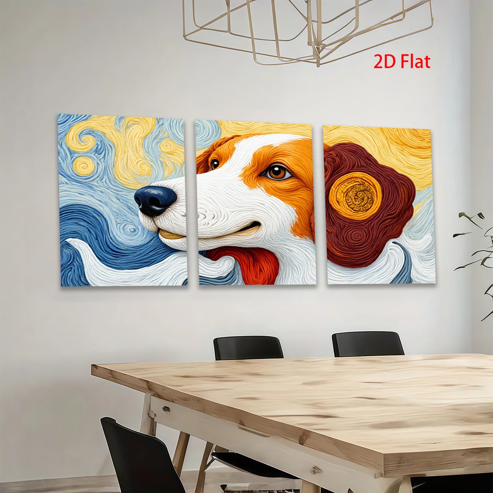2D flat 1pc Adorable Dog Portrait Wall Art Canvas Prints for Living Room Bedroom Decor Farmhouse Style Modern Home Decorations Gift Ideas