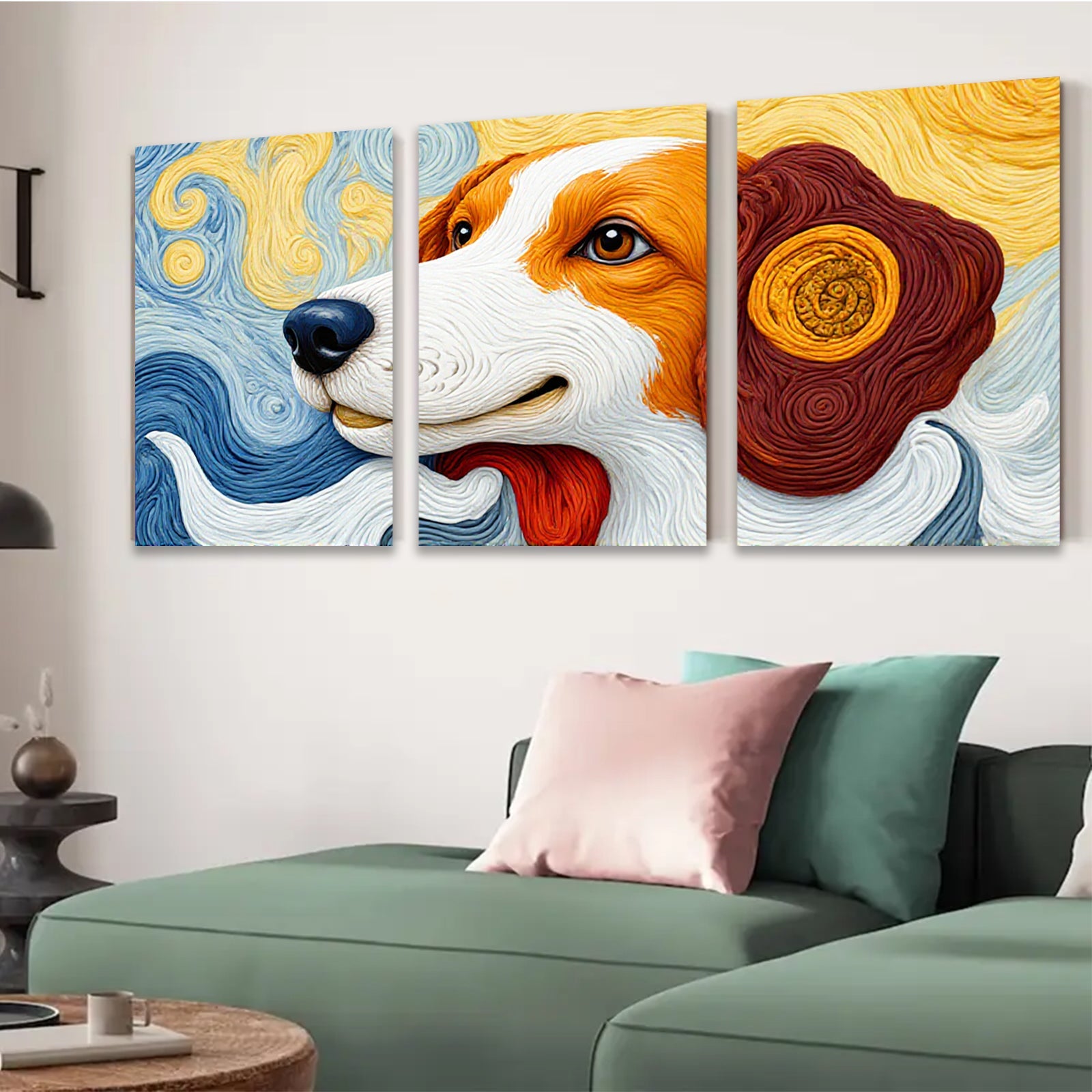 2D flat 1pc Adorable Dog Portrait Wall Art Canvas Prints for Living Room Bedroom Decor Farmhouse Style Modern Home Decorations Gift Ideas