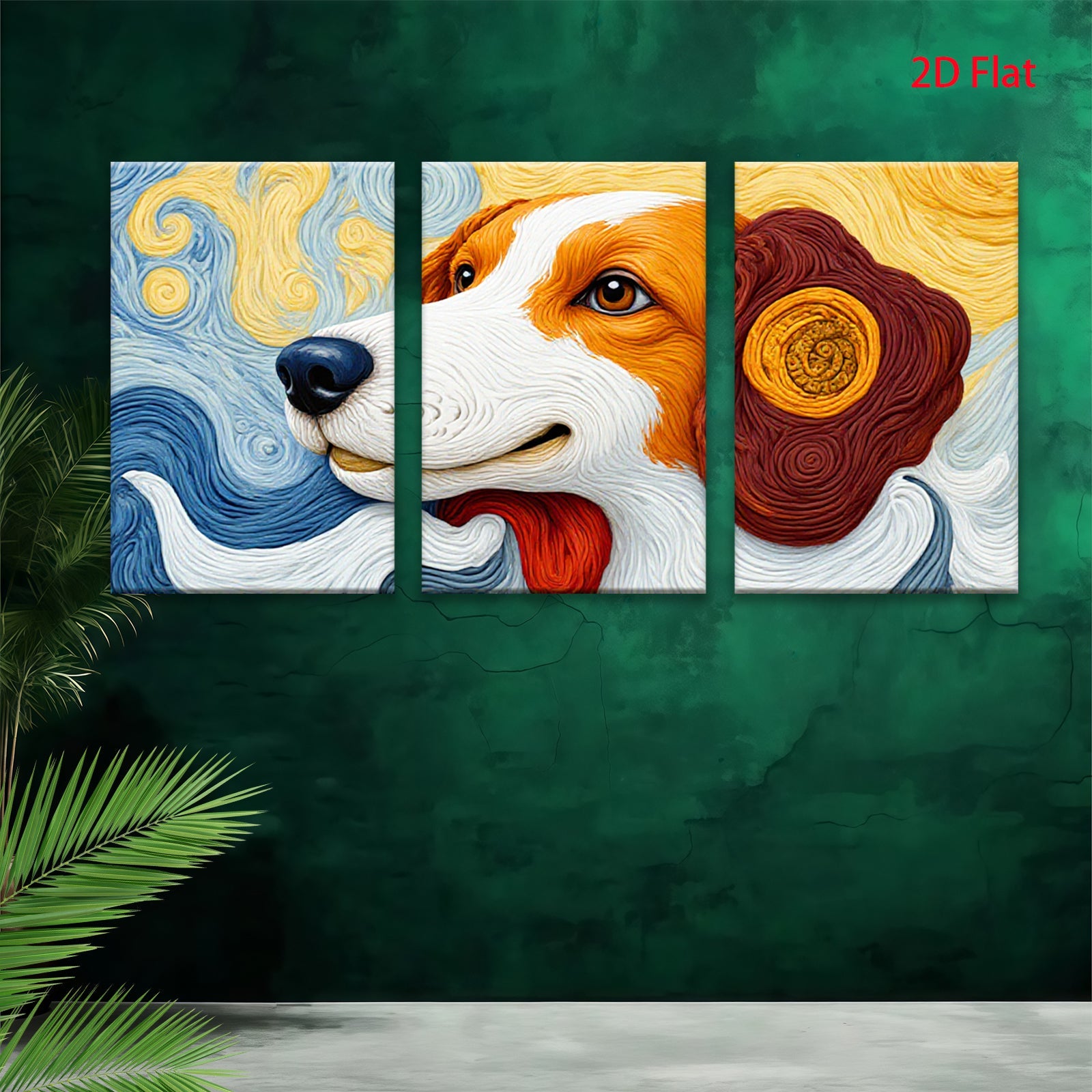 2D flat 1pc Adorable Dog Portrait Wall Art Canvas Prints for Living Room Bedroom Decor Farmhouse Style Modern Home Decorations Gift Ideas