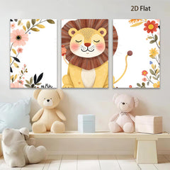 2D flat 1pc Adorable Lion Wall Art Nursery Decor Kids Room Playroom Paintings Canvas Prints Modern Farmhouse Decor Gallery Wrapped Timeless Statement Piece