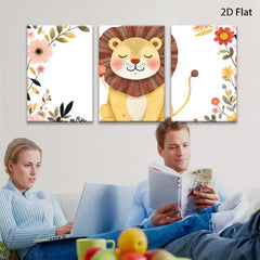 2D flat 1pc Adorable Lion Wall Art Nursery Decor Kids Room Playroom Paintings Canvas Prints Modern Farmhouse Decor Gallery Wrapped Timeless Statement Piece