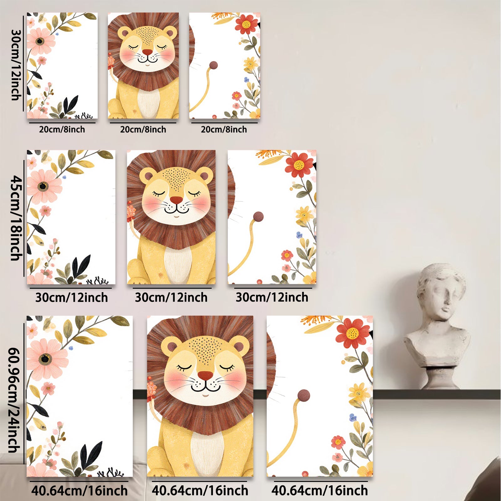 2D flat 1pc Adorable Lion Wall Art Nursery Decor Kids Room Playroom Paintings Canvas Prints Modern Farmhouse Decor Gallery Wrapped Timeless Statement Piece