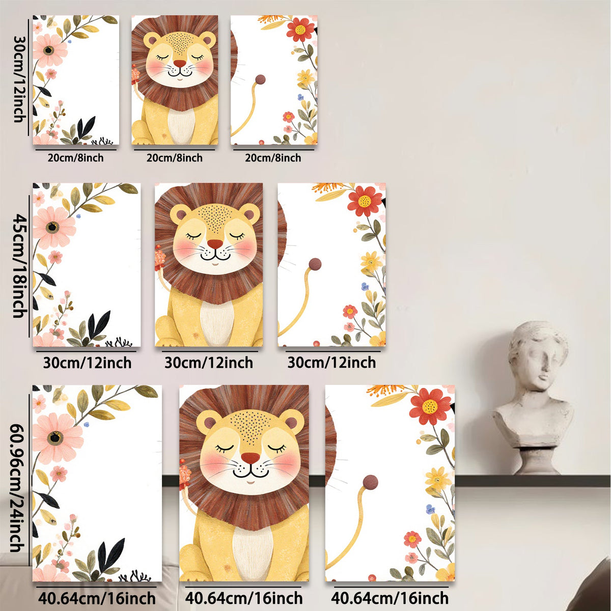 2D flat 1pc Adorable Lion Wall Art Nursery Decor Kids Room Playroom Paintings Canvas Prints Modern Farmhouse Decor Gallery Wrapped Timeless Statement Piece