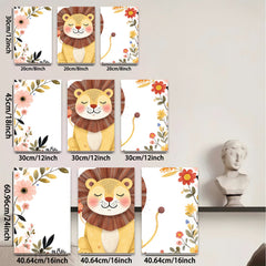 2D flat 1pc Adorable Lion Wall Art Nursery Decor Kids Room Playroom Paintings Canvas Prints Modern Farmhouse Decor Gallery Wrapped Timeless Statement Piece