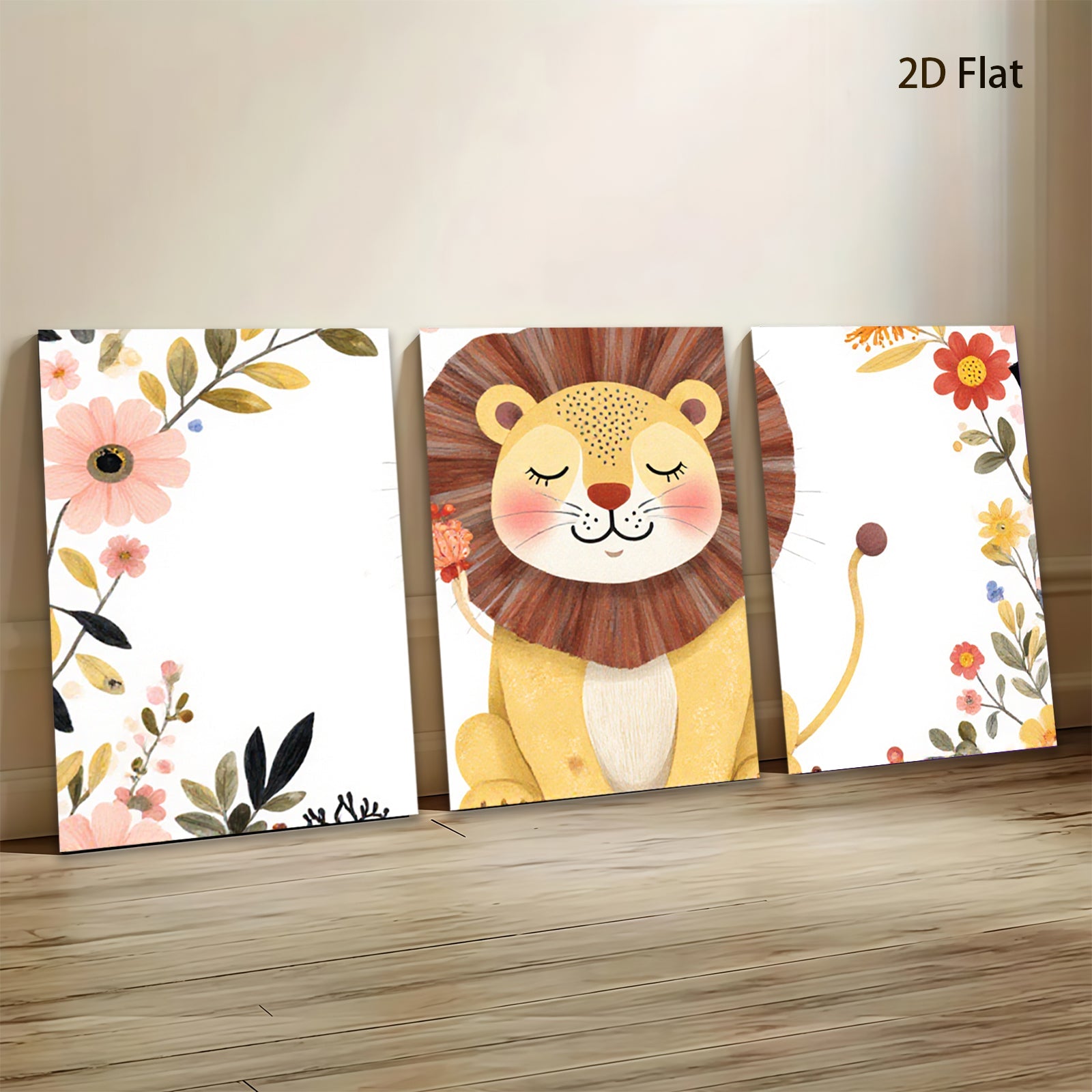 2D flat 1pc Adorable Lion Wall Art Nursery Decor Kids Room Playroom Paintings Canvas Prints Modern Farmhouse Decor Gallery Wrapped Timeless Statement Piece