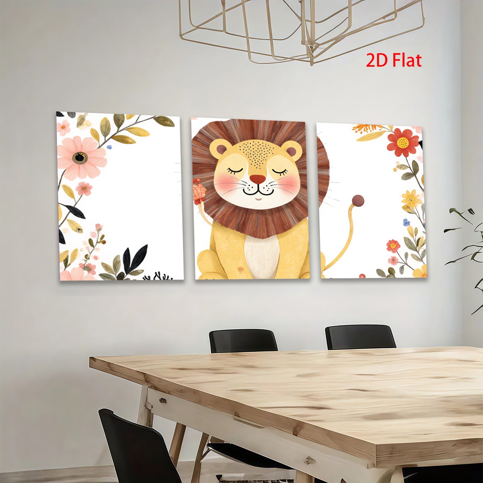 2D flat 1pc Adorable Lion Wall Art Nursery Decor Kids Room Playroom Paintings Canvas Prints Modern Farmhouse Decor Gallery Wrapped Timeless Statement Piece