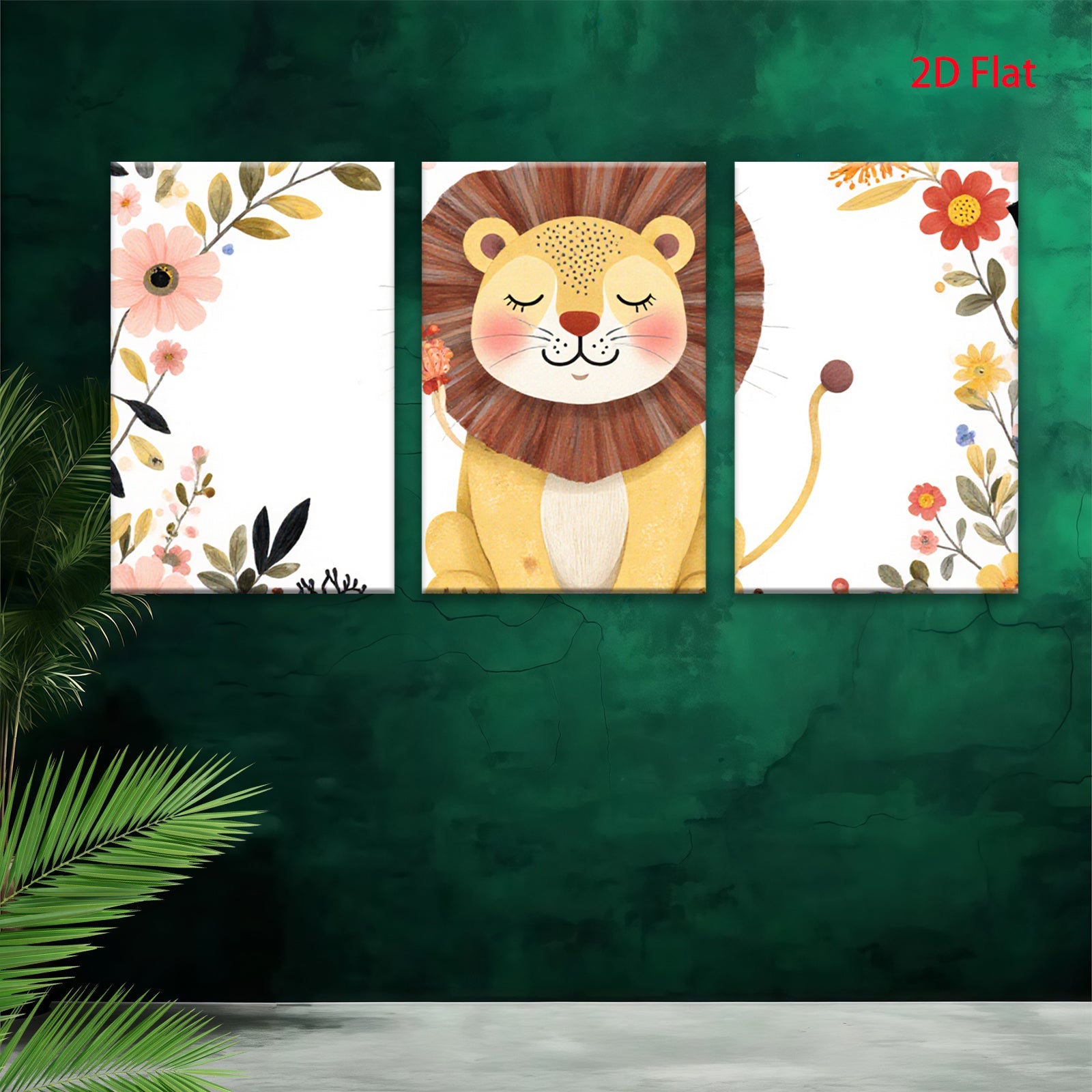 2D flat 1pc Adorable Lion Wall Art Nursery Decor Kids Room Playroom Paintings Canvas Prints Modern Farmhouse Decor Gallery Wrapped Timeless Statement Piece