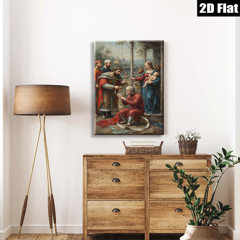 2D flat 1pc Adoration Magi Jesus biblical art wall decor living room bedroom farmhouse style canvas prints modern home accents