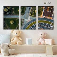 2D flat 1pc Aerial View Cityscape Road Modern Wall Art Living Room Decor Farmhouse Style Canvas Print Bedroom Decor Gallery Wrapped Ready to Hang Large Size