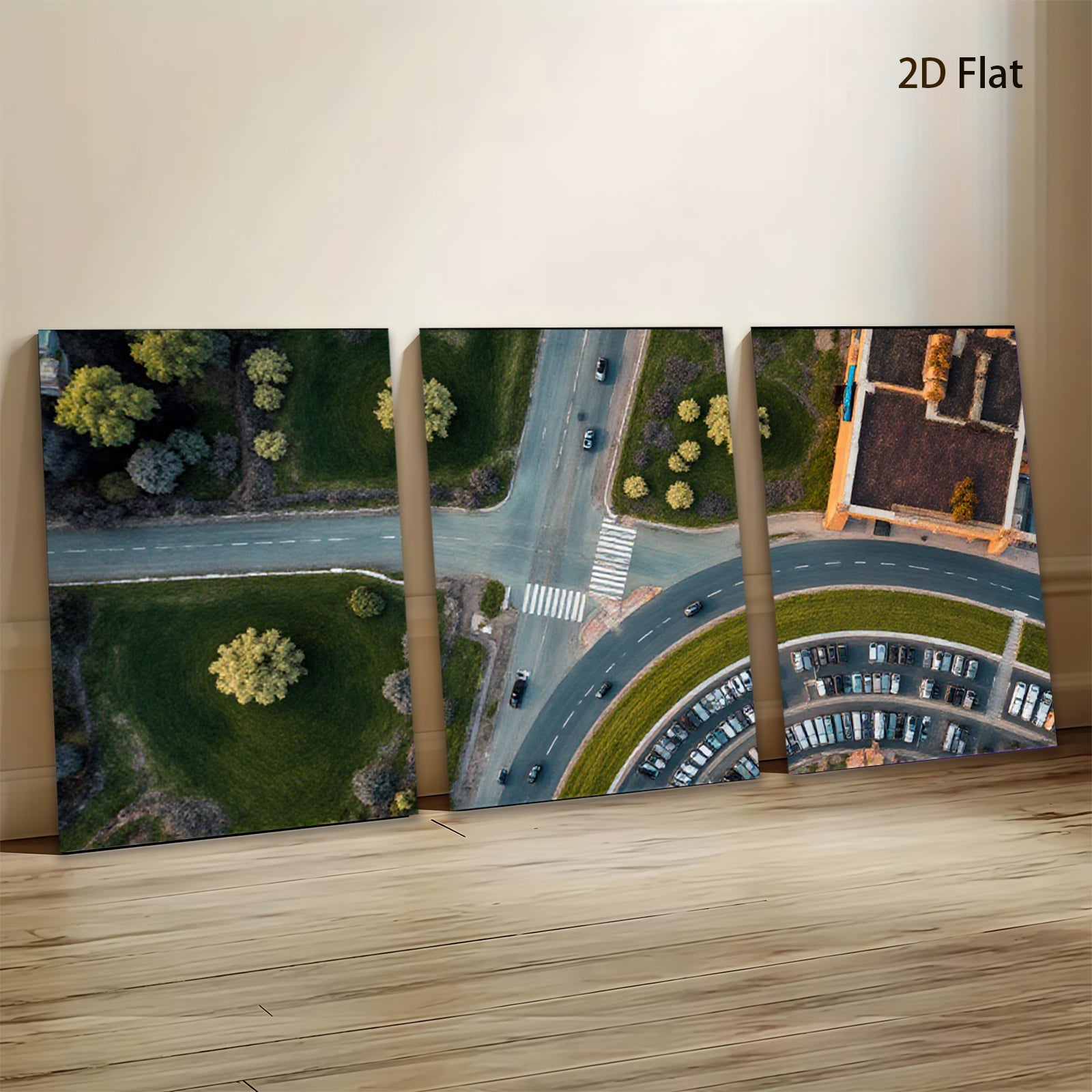 2D flat 1pc Aerial View Cityscape Road Modern Wall Art Living Room Decor Farmhouse Style Canvas Print Bedroom Decor Gallery Wrapped Ready to Hang Large Size