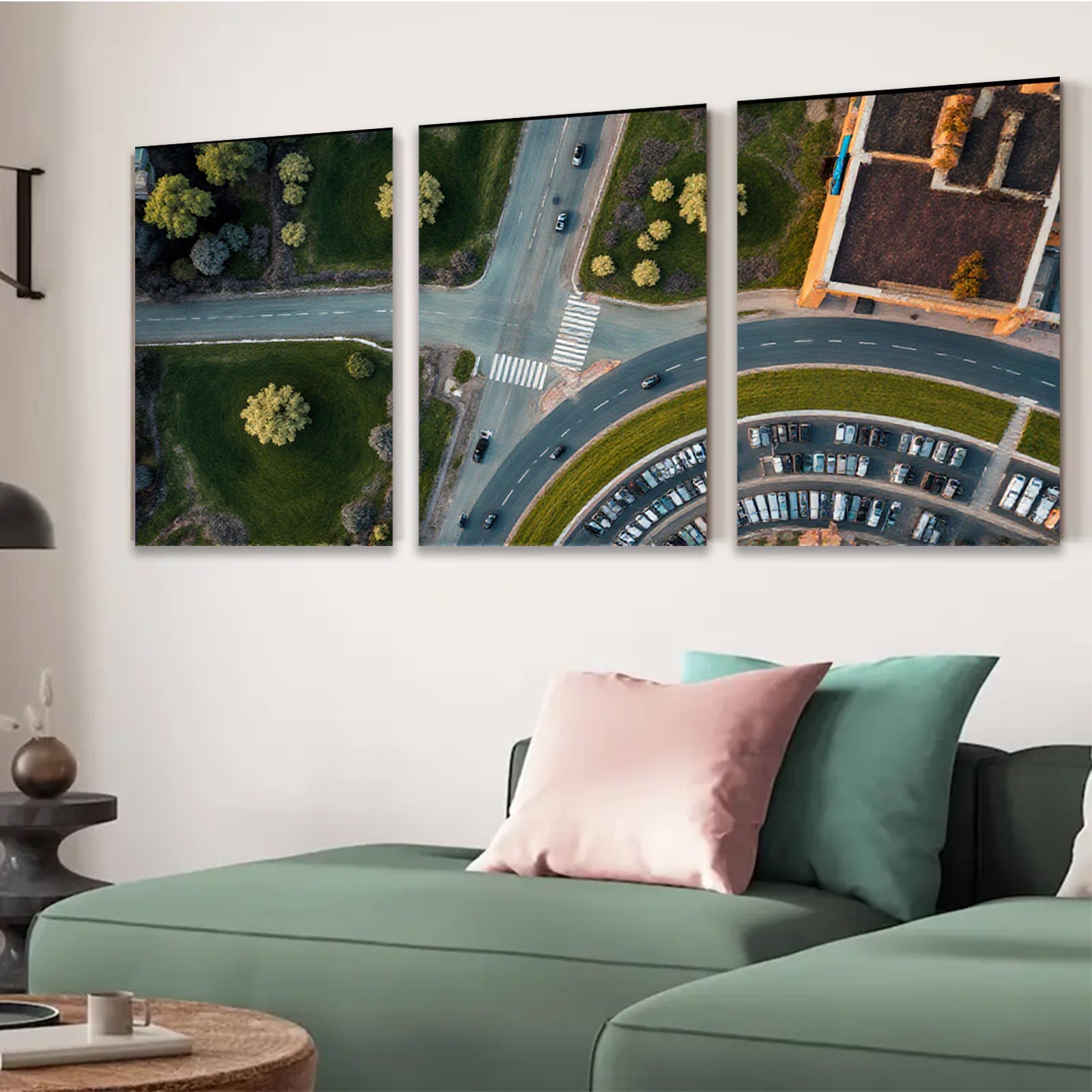2D flat 1pc Aerial View Cityscape Road Modern Wall Art Living Room Decor Farmhouse Style Canvas Print Bedroom Decor Gallery Wrapped Ready to Hang Large Size