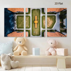 2D flat 1pc Aerial View Garden Landscape Wall Art Home Decor Living Room Bedroom Modern Farmhouse Gallery Wrapped Canvas Prints Coastal Style