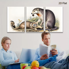 2D flat 1pc American Badger Family Portrait Wildlife Art Canvas Print for Living Room Bedroom Gallery Wall Decor Farmhouse Style