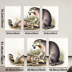 2D flat 1pc American Badger Family Portrait Wildlife Art Canvas Print for Living Room Bedroom Gallery Wall Decor Farmhouse Style