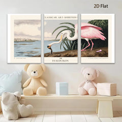 2D flat 1pc American Flamingo Birds Wall Art Canvas Painting Living Room Bedroom Home Decor Modern Farmhouse Style Gallery Wrapped Prints Large Size