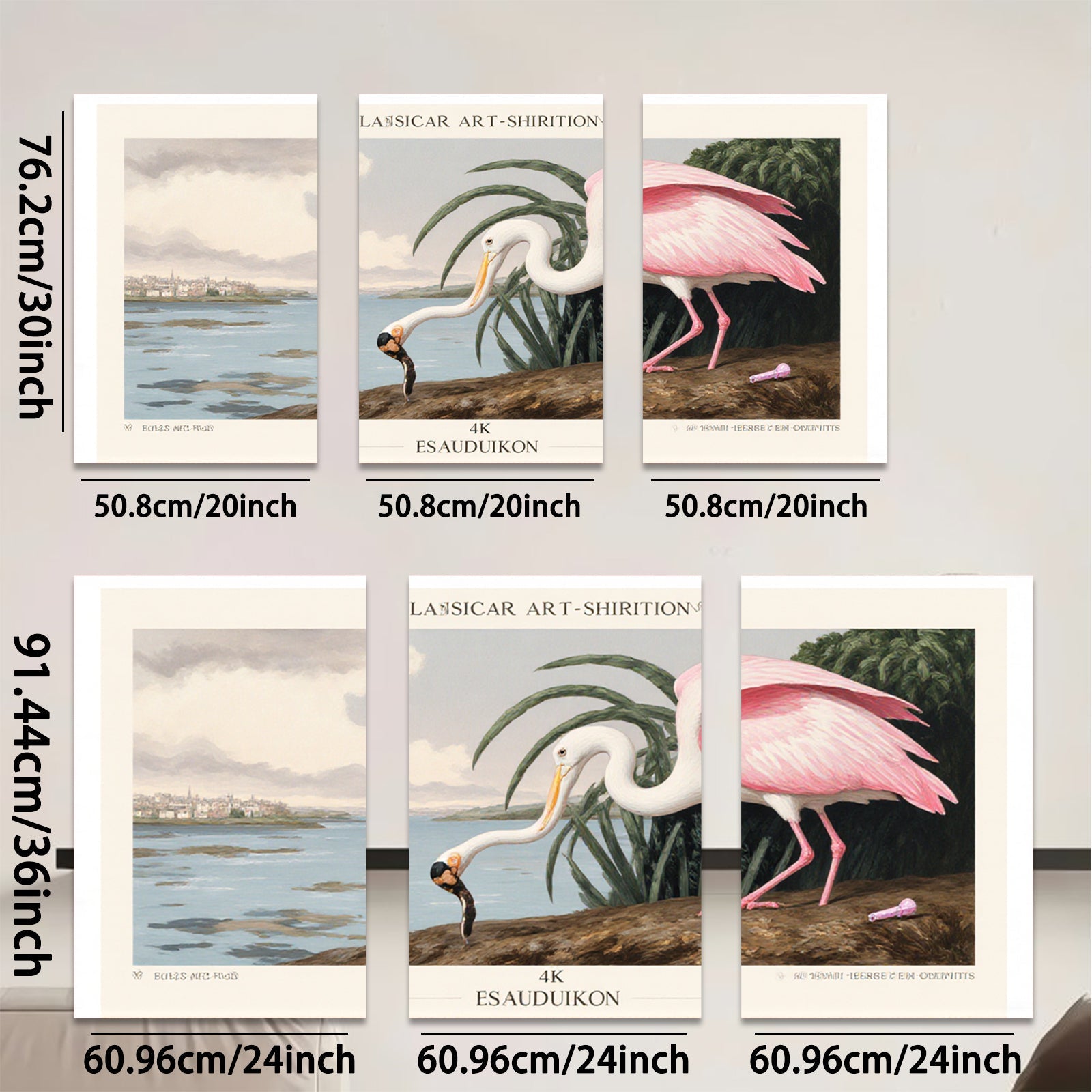 2D flat 1pc American Flamingo Birds Wall Art Canvas Painting Living Room Bedroom Home Decor Modern Farmhouse Style Gallery Wrapped Prints Large Size