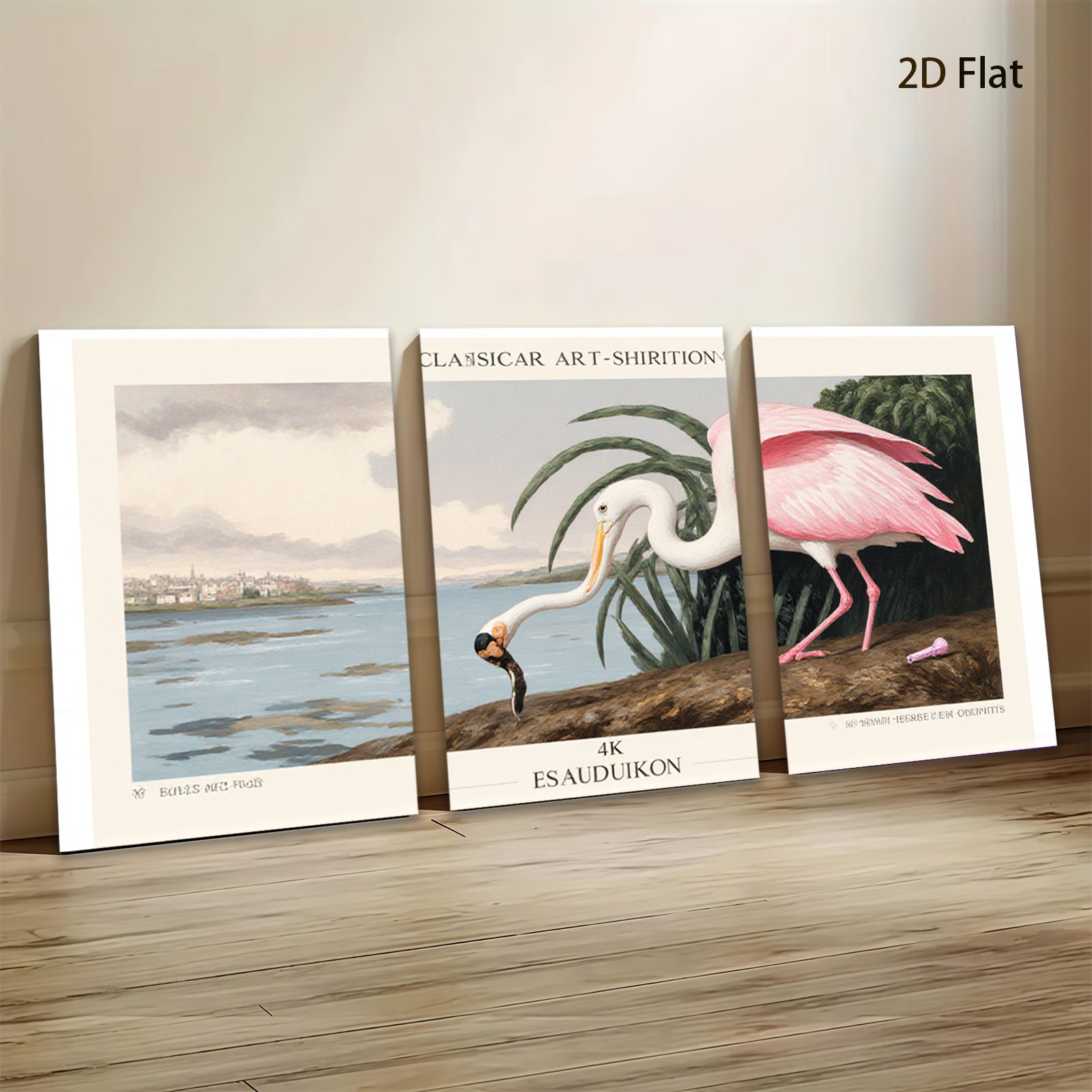 2D flat 1pc American Flamingo Birds Wall Art Canvas Painting Living Room Bedroom Home Decor Modern Farmhouse Style Gallery Wrapped Prints Large Size