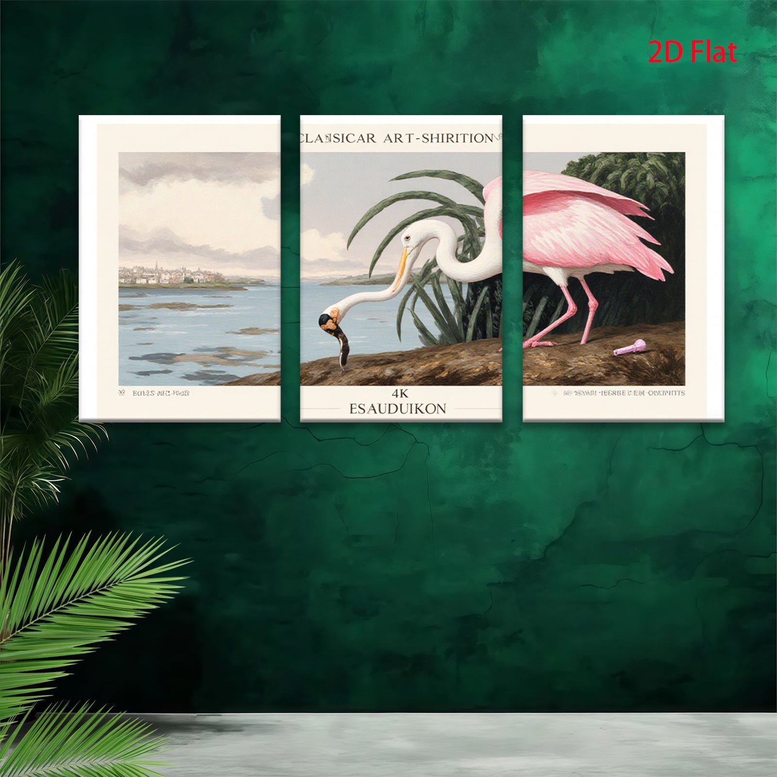2D flat 1pc American Flamingo Birds Wall Art Canvas Painting Living Room Bedroom Home Decor Modern Farmhouse Style Gallery Wrapped Prints Large Size