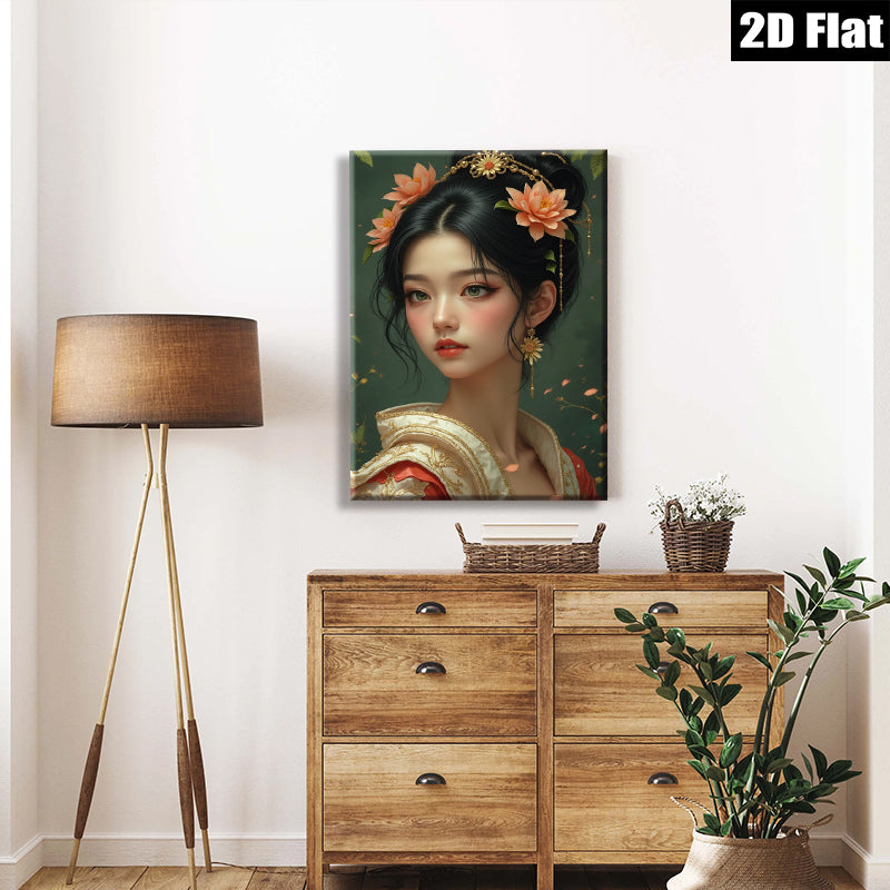 2D flat 1pc Ancient Beauty Floral Portrait Wall Art Decor Living Room Bedroom Canvas Prints Modern Home D��cor Gift Ideas Trending Now