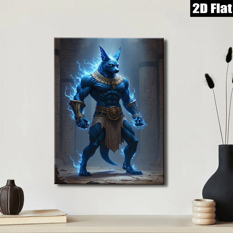 2D flat 1pc Ancient Egyptian God Anubis Powerful Protector Wall Art Canvas Prints for Living Room Bedroom Home Decor Modern Farmhouse Style