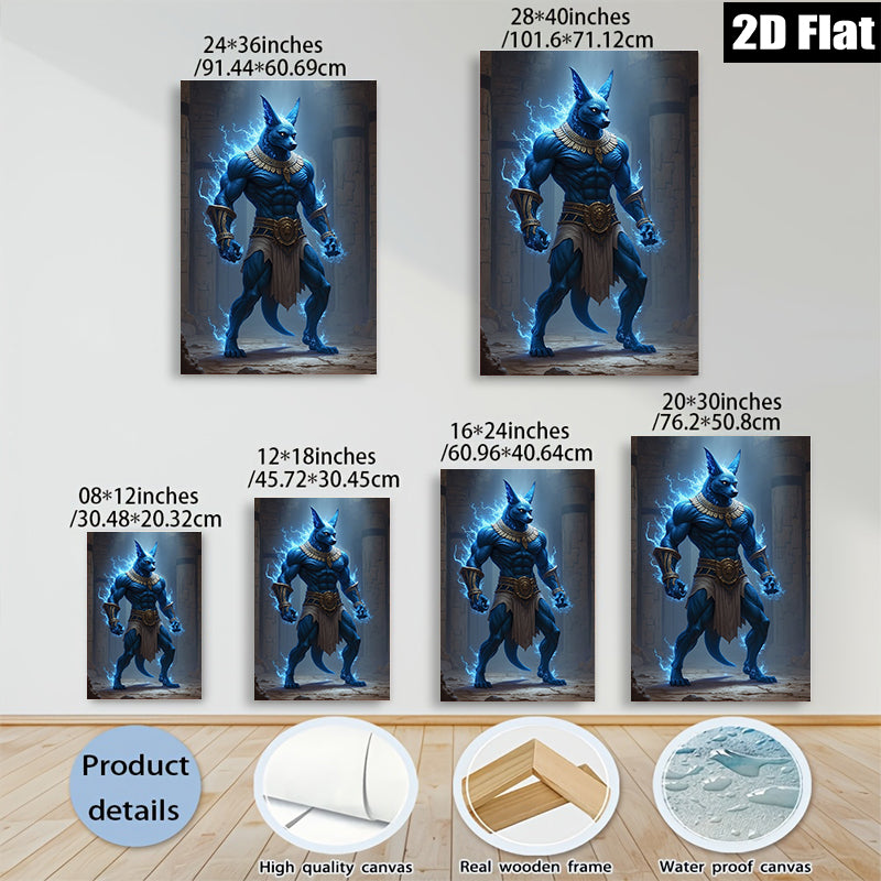2D flat 1pc Ancient Egyptian God Anubis Powerful Protector Wall Art Canvas Prints for Living Room Bedroom Home Decor Modern Farmhouse Style
