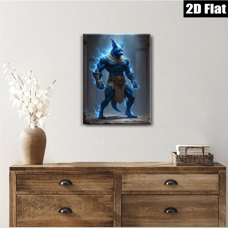 2D flat 1pc Ancient Egyptian God Anubis Powerful Protector Wall Art Canvas Prints for Living Room Bedroom Home Decor Modern Farmhouse Style