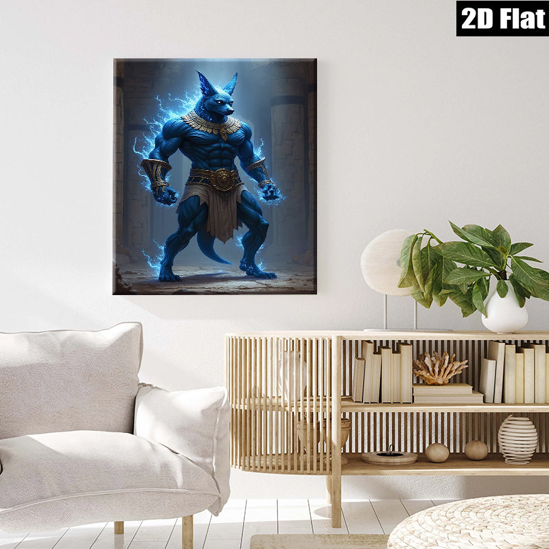 2D flat 1pc Ancient Egyptian God Anubis Powerful Protector Wall Art Canvas Prints for Living Room Bedroom Home Decor Modern Farmhouse Style