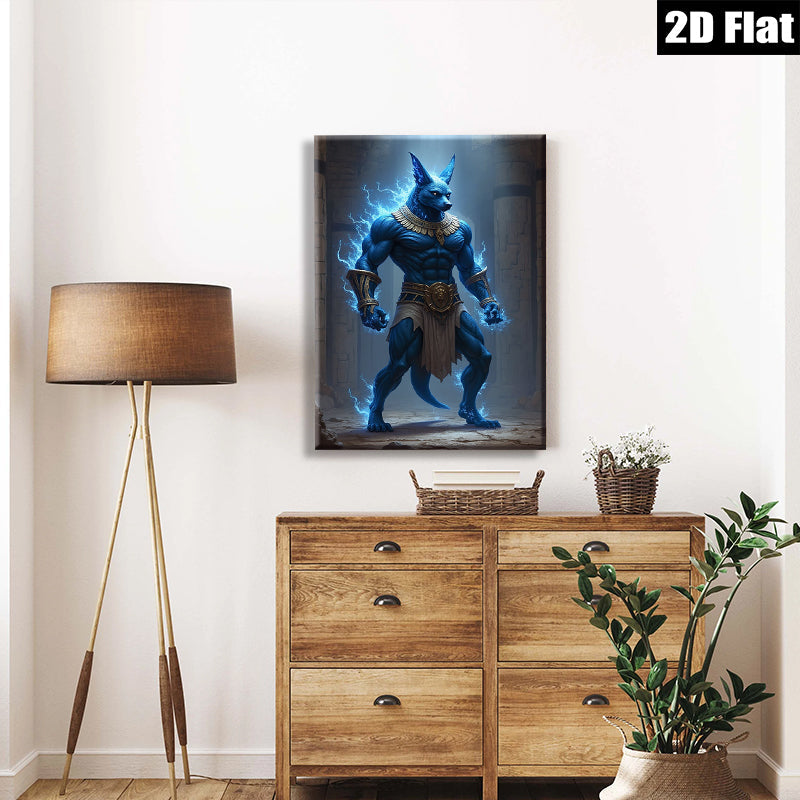 2D flat 1pc Ancient Egyptian God Anubis Powerful Protector Wall Art Canvas Prints for Living Room Bedroom Home Decor Modern Farmhouse Style