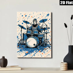 2D flat 1pc Ancient Warrior Plays Drums Music Room Canvas Wall Art Decor Living Room Bedroom Modern Farmhouse Style Trending Now