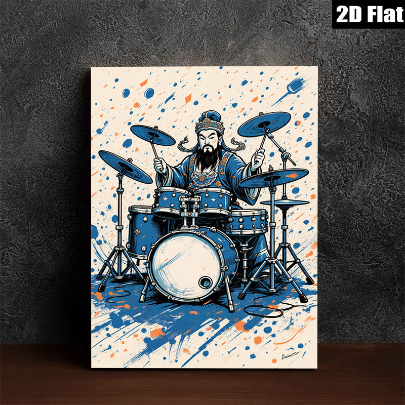 2D flat 1pc Ancient Warrior Plays Drums Music Room Canvas Wall Art Decor Living Room Bedroom Modern Farmhouse Style Trending Now