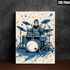2D flat 1pc Ancient Warrior Plays Drums Music Room Canvas Wall Art Decor Living Room Bedroom Modern Farmhouse Style Trending Now