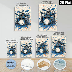 2D flat 1pc Ancient Warrior Plays Drums Music Room Canvas Wall Art Decor Living Room Bedroom Modern Farmhouse Style Trending Now