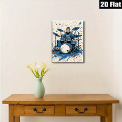 2D flat 1pc Ancient Warrior Plays Drums Music Room Canvas Wall Art Decor Living Room Bedroom Modern Farmhouse Style Trending Now